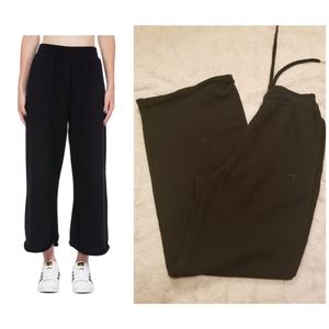 T by Alexander Wang Black Wide Leg Cropped Sweatpa
